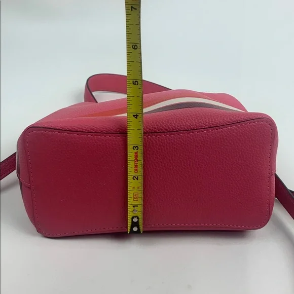 Coach Small Town Bucket Bag crossbody Pink White Red Striped Gold Zip pocket - Picture 8 of 16